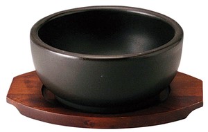 陶製ビビンパ 5.5号（黒）  【空焚き不可 日本製  萬古焼  耐熱陶器】