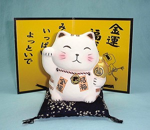 Banko ware Object/Ornament Piggy Bank Cat Pottery M financial luck Made in Japan