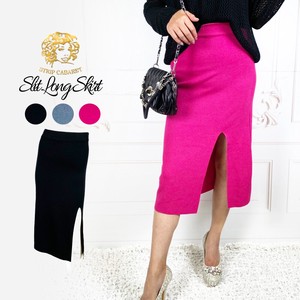 Skirt Slit Knitted Pink black