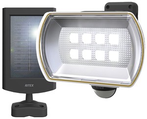 ムサシ RITEX フリーアーム式LEDセンサーライト(8Wワイド) 「ソーラー式」 防雨型 S-80L