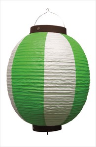 ★N_ビニール提灯 9174 祭装飾 緑白 9号丸