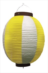 ★N_ビニール提灯 9175 祭装飾 黄色白 9号丸