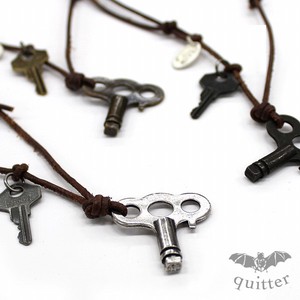 Leather Chain Necklace Antique M Vintage 3-colors Made in Japan