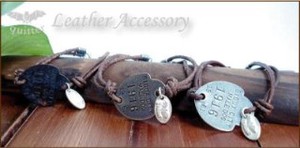 Leather Bracelet Antique M Tags Vintage Made in Japan