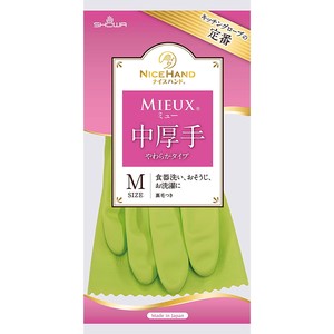 Rubber/Poly Disposable Gloves Soft M Green