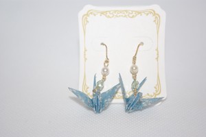 Japanese folded paper crane earrings