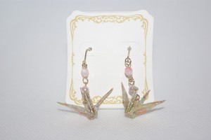 Handmade Japanese folded paper crane earrings