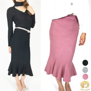 Skirt Knitted Pink Plain Color black