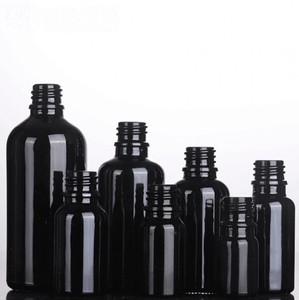 黒色ガラス遮光瓶　ブラックキャップ+中栓ドロッパーセット　【容器類】「アロマ」「保存容器」