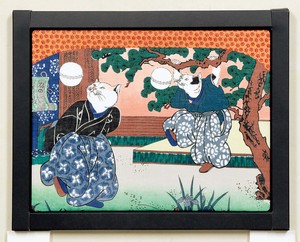 アートフレームハンカチ　国芳の浮世絵　猫の曲まり団扇