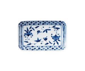 藍凛堂　焼物皿　濃格子【日本製　長角皿　焼物皿　和食器　陶器　美濃焼　染付】ヤマ吾陶器