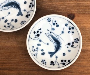 藍凛堂　3.0皿　エビ【日本製　小皿　薬味皿　和食器　陶器　美濃焼　染付】ヤマ吾陶器