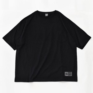 【325】ポケット付きTシャツ (Black)リラックス オーバーサイズ カジュアル メンズ レディース ブラック
