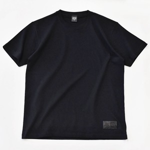 【325】スタンダード（Black）Tシャツ 無地 カジュアル レザータグ メンズ レディース ブラック