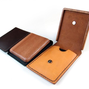 [LIFE] Wood & Leather Compact Ashtray A　携帯灰皿