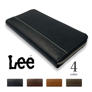 Long Wallet Design Stitch Round Fastener Genuine Leather 4-colors