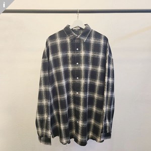 Button Shirt Long Sleeves Check Long Tops M Simple