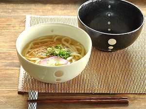水玉ドットうどん鉢【どんぶり 日本製 美濃焼 和食器】