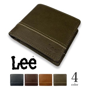 全4色 Lee リー リアルレザーステッチデザイン 二つ折り財布 ウォレット フラップポケット 本革(0520529）