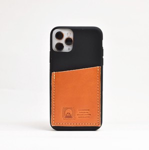 【日本製】栃木レザー （Orange） シリコンスマホケース iPhone対応 カードケース付き オレンジ