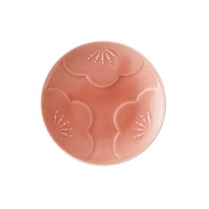 小田陶器 engi紋 えんぎもん 12cm小皿 梅 レリーフ/赤[日本製/美濃焼/和食器]