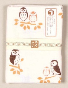 日式手巾 吉祥物 猫头鹰 纱布