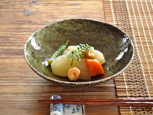 深緑窯変5.5浅鉢【中鉢 日本製 美濃焼 和食器】