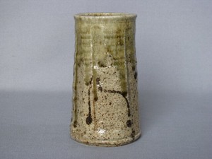 花器 花瓶 置物 インテリア 和陶器 和モダン /灰釉削筒花瓶