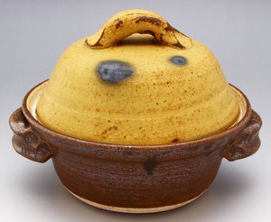土鍋 重箱 蓋物 和陶器 和モダン /黄瀬戸5号鍋(茶)