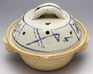 土鍋 重箱 蓋物 和陶器 和モダン /ゴス幾何紋5寸鍋(白)