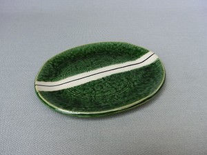 長皿 魚焼物皿 楕円皿 サンマ 和陶器 和モダン /織部一珍小判皿