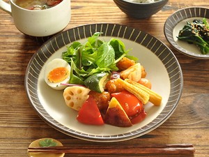 白マット黒ベルト線22.7cm皿【大皿 日本製 美濃焼 和食器】