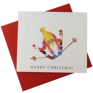 【クリスマス】いわさきちひろ ミニギフトカード スキーをする子ども