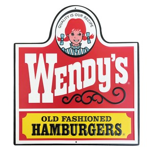 エンボス看板【Wendy's OLD LOGO】ウェンディーズ プレート サイン アメリカン雑貨