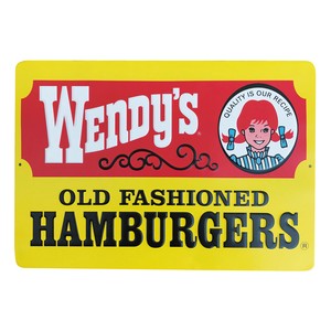 エンボス看板【Wendy's OLD YELLOW】ウェンディーズ プレート サイン アメリカン雑貨