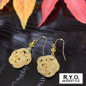 Pierced Earrings Gold Post Gold Mizuhiki Knot Made in Japan