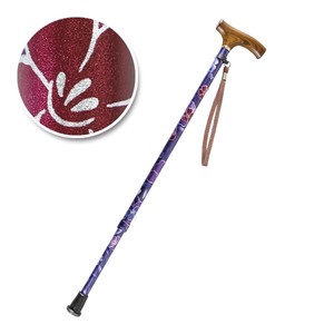 オオサキメディカル 歩行補助杖 すべりにくい杖 伸縮2段式（紫花／1本）