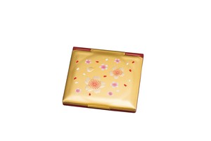 36-0306　角コンパクトミラー　黄金塗　　福桜