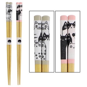 Chopsticks Gray Pink Neko Brothers 23cm
