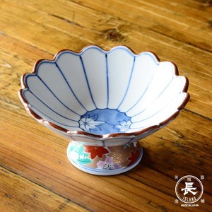皿 お刺身 高台珍味 中鉢 和食器 デザート陶器 国産 色絵 染付 割烹 日本製 美濃焼