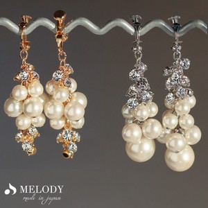 Clip-On Earrings Gold Post Pearl Earrings Bijoux Jewelry Formal Made in Japan