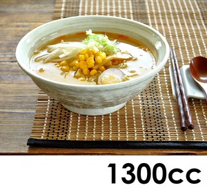 （1300cc）刷毛目粉引石目6.8ラーメン丼【どんぶり 日本製 美濃焼 和食器】
