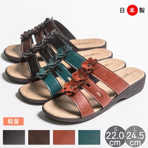 【即納】コンフォート サンダル ベルト フラワー ローヒール 日本製 / 靴 シューズ 婦人靴