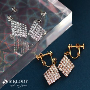 Clip-On Earrings Gold Post Earrings Jewelry Rhinestone Made in Japan