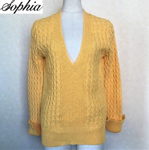 Sweater/Knitwear Slit Long Sleeves V-Neck Made in Japan