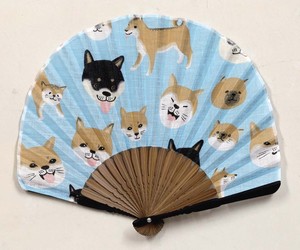 夏の和雑貨　扇子シェル型　布製（扇子袋付き）　マツモトヨーコ　柴犬づくし