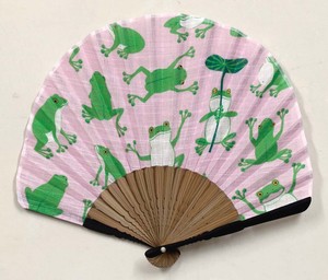 夏の和雑貨　扇子シェル型　布製（扇子袋付き）　マツモトヨーコ　カエル