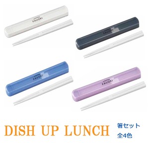【DISH UP LUNCH】　引フタ箸箱セット　19.5cm　ケース付　 抗菌<日本製>