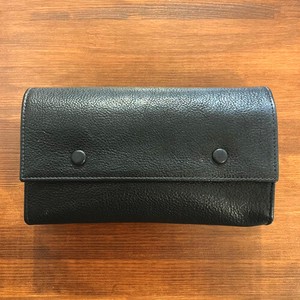 Long Wallet Cattle Leather black Buttons