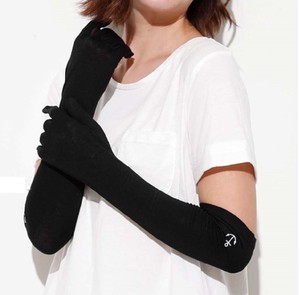 【2022新作】【紫外線対策】5本指無地UV&接触冷感手袋/ 40cm　0068